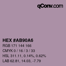 颜色代码: HEX #AB90A6 | qconv.com