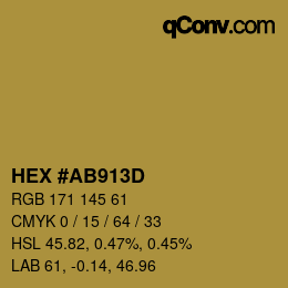 カラーコード: HEX #AB913D | qconv.com