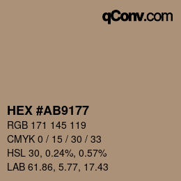 Color code: HEX #AB9177 | qconv.com