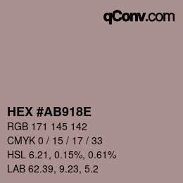 Color code: HEX #AB918E | qconv.com