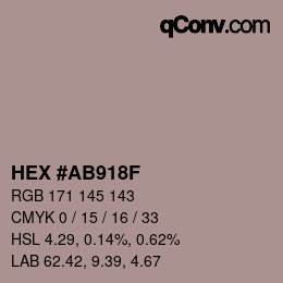 Farbcode: HEX #AB918F | qconv.com