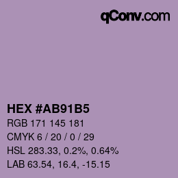 カラーコード: HEX #AB91B5 | qconv.com