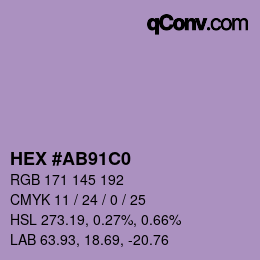 Color code: HEX #AB91C0 | qconv.com
