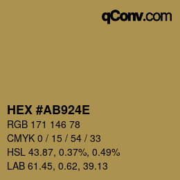 カラーコード: HEX #AB924E | qconv.com