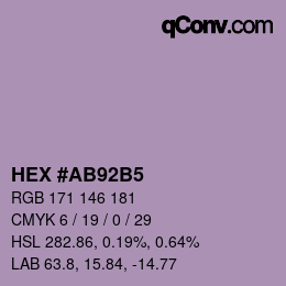 カラーコード: HEX #AB92B5 | qconv.com