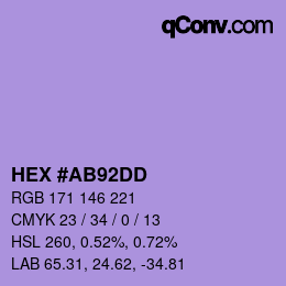 颜色代码: HEX #AB92DD | qconv.com