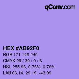 Color code: HEX #AB92F0 | qconv.com