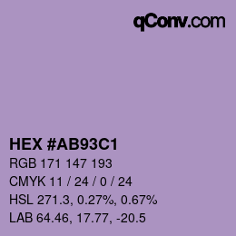 Farbcode: HEX #AB93C1 | qconv.com