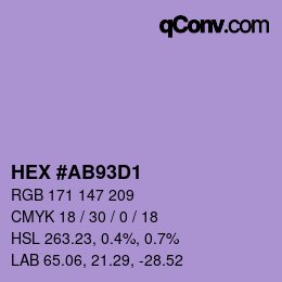 Color code: HEX #AB93D1 | qconv.com