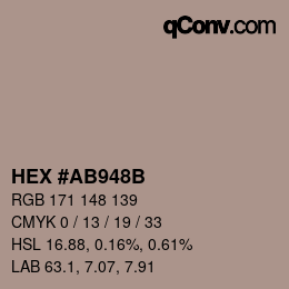 Color code: HEX #AB948B | qconv.com