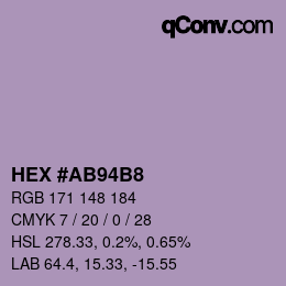 Farbcode: HEX #AB94B8 | qconv.com