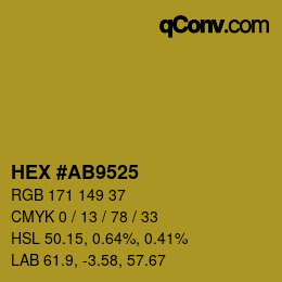 Farbcode: HEX #AB9525 | qconv.com