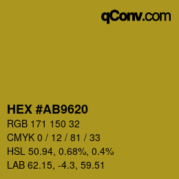 カラーコード: HEX #AB9620 | qconv.com