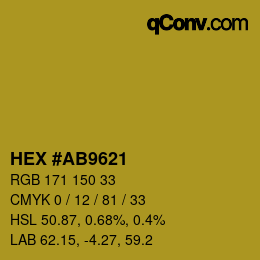 Color code: HEX #AB9621 | qconv.com
