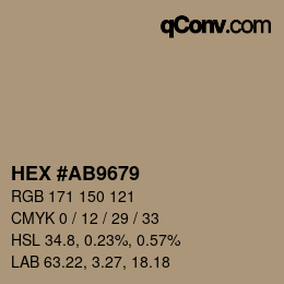 颜色代码: HEX #AB9679 | qconv.com