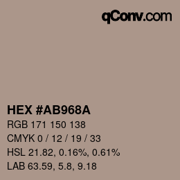 颜色代码: HEX #AB968A | qconv.com