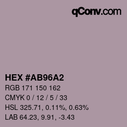 颜色代码: HEX #AB96A2 | qconv.com