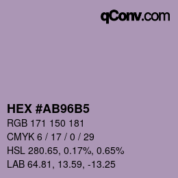 颜色代码: HEX #AB96B5 | qconv.com