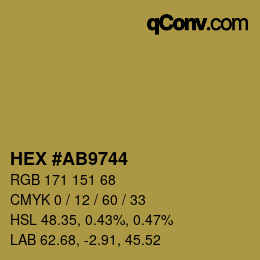 カラーコード: HEX #AB9744 | qconv.com