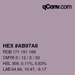 颜色代码: HEX #AB97A8 | qconv.com
