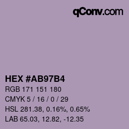 カラーコード: HEX #AB97B4 | qconv.com