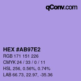 颜色代码: HEX #AB97E2 | qconv.com
