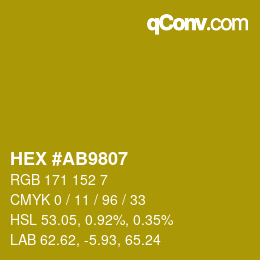 カラーコード: HEX #AB9807 | qconv.com
