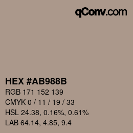 Color code: HEX #AB988B | qconv.com