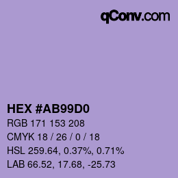 カラーコード: HEX #AB99D0 | qconv.com