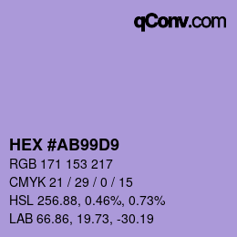 Color code: HEX #AB99D9 | qconv.com