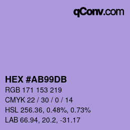 カラーコード: HEX #AB99DB | qconv.com