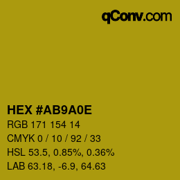 Color code: HEX #AB9A0E | qconv.com