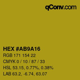 Color code: HEX #AB9A16 | qconv.com