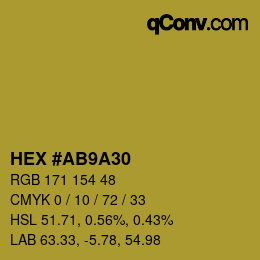 Color code: HEX #AB9A30 | qconv.com