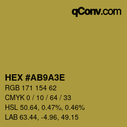 Color code: HEX #AB9A3E | qconv.com