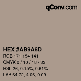 Código de color: HEX #AB9A8D | qconv.com