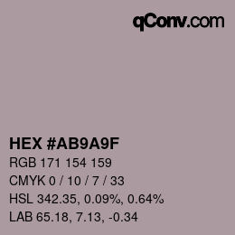 Color code: HEX #AB9A9F | qconv.com