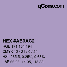 Farbcode: HEX #AB9AC2 | qconv.com
