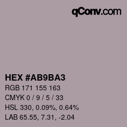 Color code: HEX #AB9BA3 | qconv.com