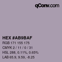 Color code: HEX #AB9BAF | qconv.com