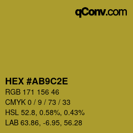 Color code: HEX #AB9C2E | qconv.com