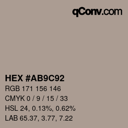 Farbcode: HEX #AB9C92 | qconv.com