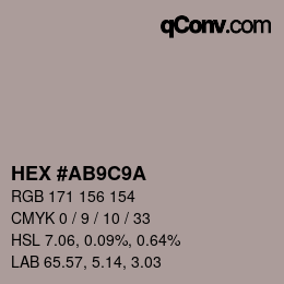 Color code: HEX #AB9C9A | qconv.com