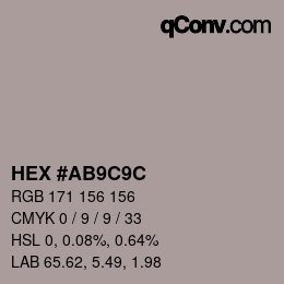 颜色代码: HEX #AB9C9C | qconv.com