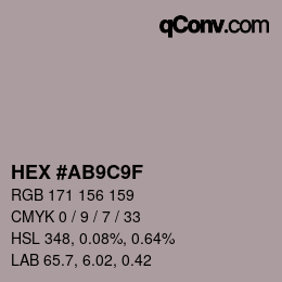 颜色代码: HEX #AB9C9F | qconv.com