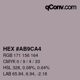 Color code: HEX #AB9CA4 | qconv.com