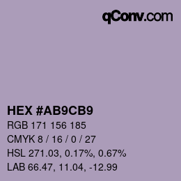Color code: HEX #AB9CB9 | qconv.com