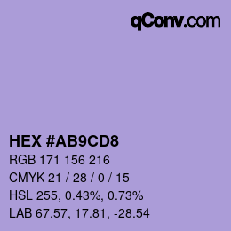 Color code: HEX #AB9CD8 | qconv.com