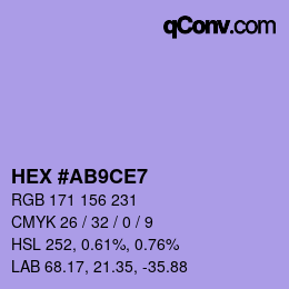 Color code: HEX #AB9CE7 | qconv.com