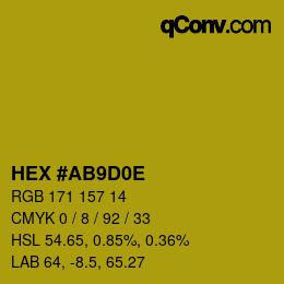 Color code: HEX #AB9D0E | qconv.com